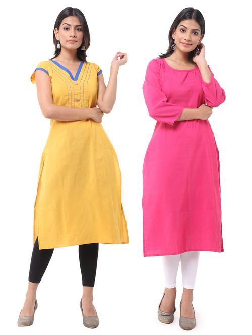 women pack of 2 straight kurta combo - 21585342 - Very Small Image - 1