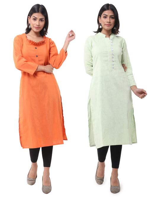 women pack of 2 solid straight kurta - 21585348 - Very Small Image - 1