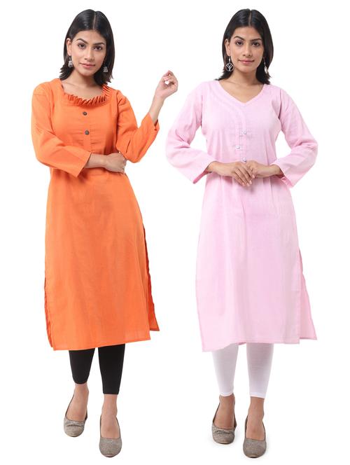 women pack of 2 solid straight kurta - 21585349 - Very Small Image - 1