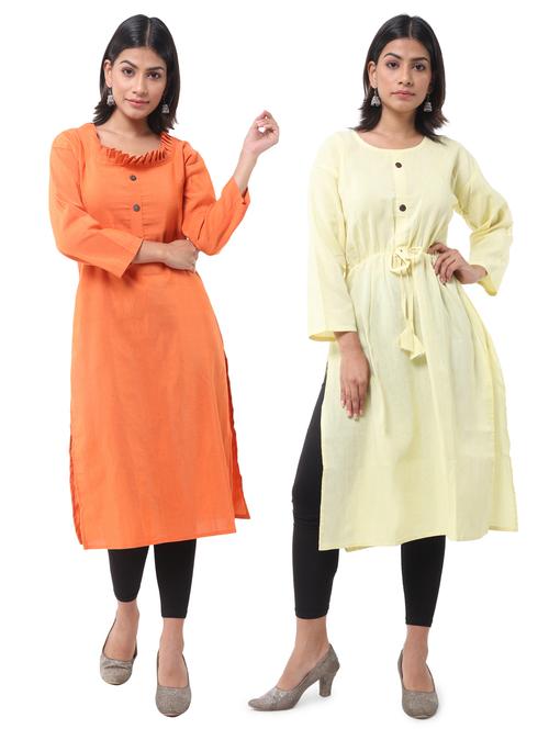 women pack of 2 solid straight kurta - 21585351 - Very Small Image - 1