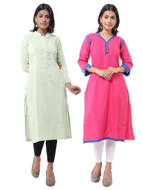 women pack of 2 solid straight kurta - 21585353 - Very Small Image - 1
