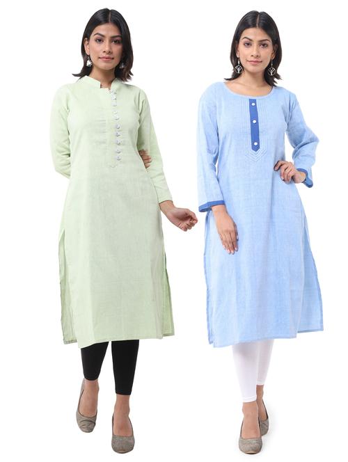 women pack of 2 solid straight kurta - 21585355 - Very Small Image - 1