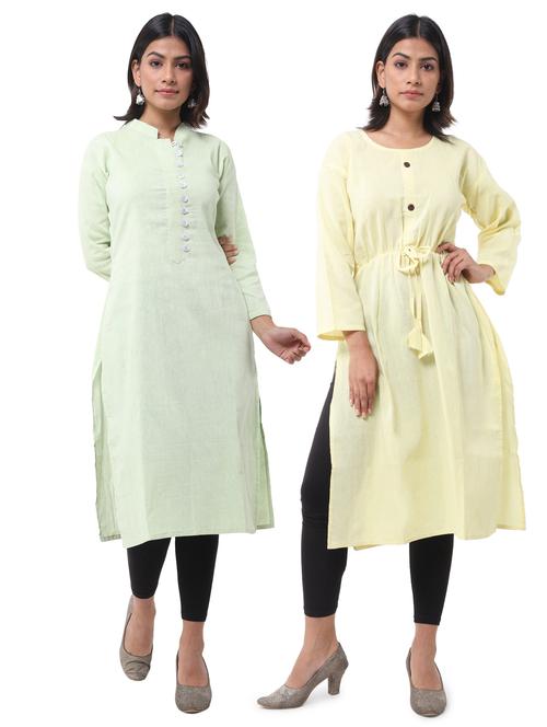 women pack of 2 solid straight kurta - 21585356 - Very Small Image - 1