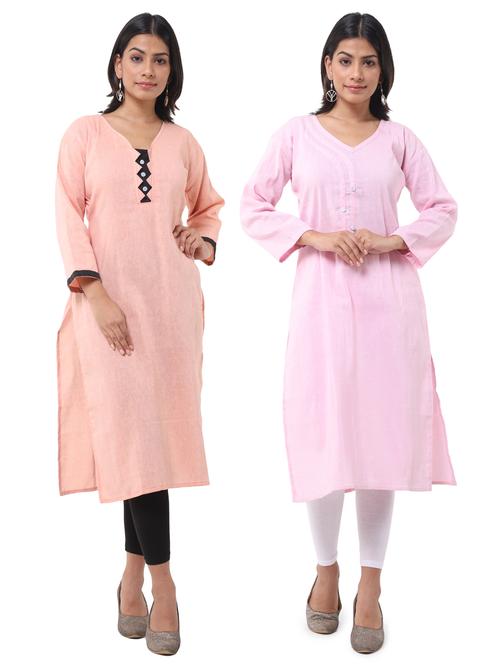 women pack of 2 solid straight kurta - 21585358 - Very Small Image - 1