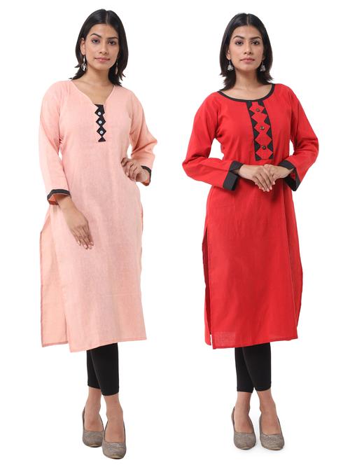 women pack of 2 solid straight kurta - 21585359 - Very Small Image - 1