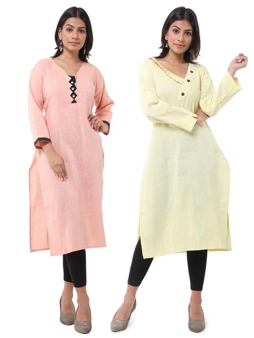 women pack of 2 solid straight kurta - 21585362 - Very Small Image - 1