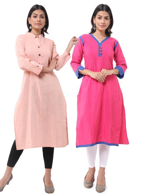 women pack of 2 solid straight kurta - 21585364 - Very Small Image - 1