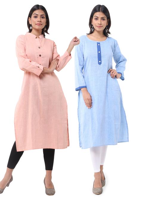 women pack of 2 solid straight kurta - 21585366 - Very Small Image - 1