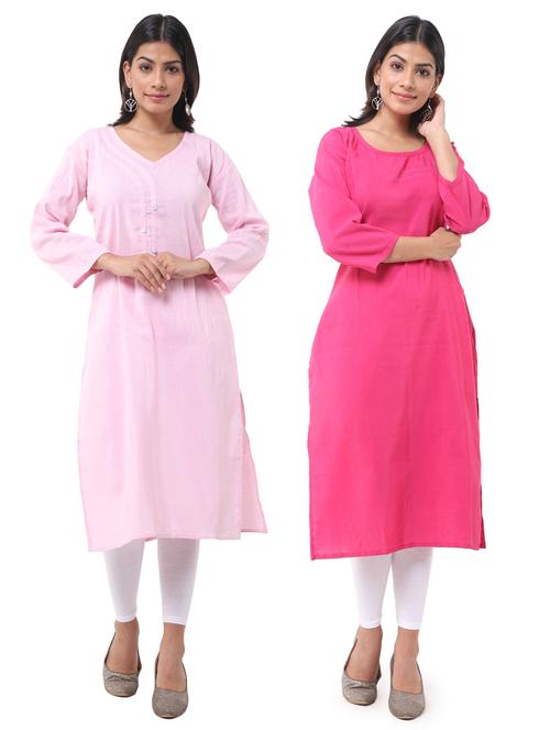 women pack of 2 solid straight kurta - 21585368 - Very Small Image - 1
