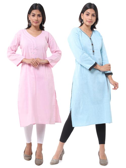 women pack of 2 solid straight kurta - 21585369 - Very Small Image - 1