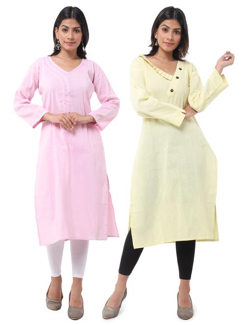 women pack of 2 solid straight kurta - 21585371 - Very Small Image - 1