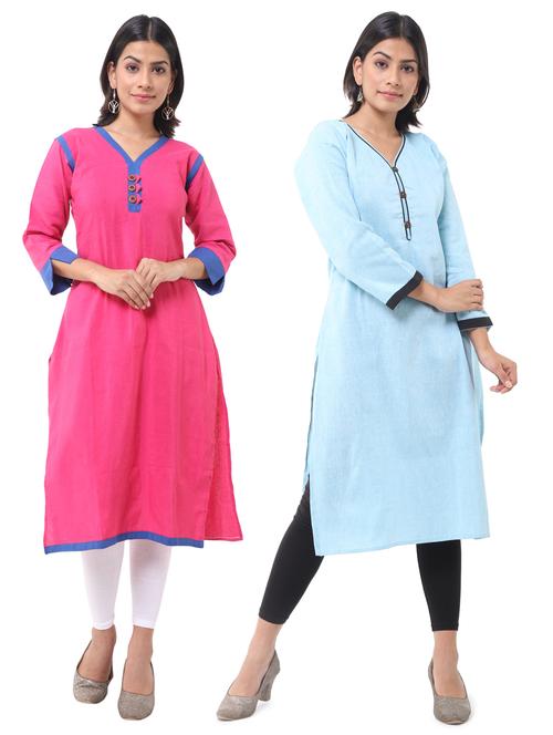 women pack of 2 solid straight kurta - 21585374 - Very Small Image - 1