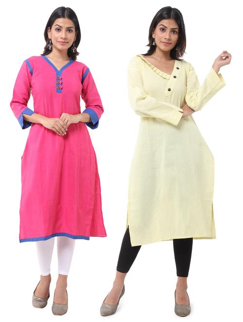women pack of 2 solid straight kurta - 21585376 - Very Small Image - 1