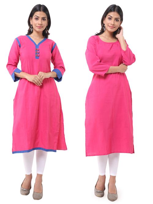 women pack of 2 solid straight kurta - 21585377 - Very Small Image - 1