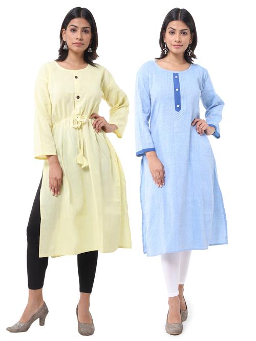 women pack of 2 solid straight kurta - 21585380 - Very Small Image - 1