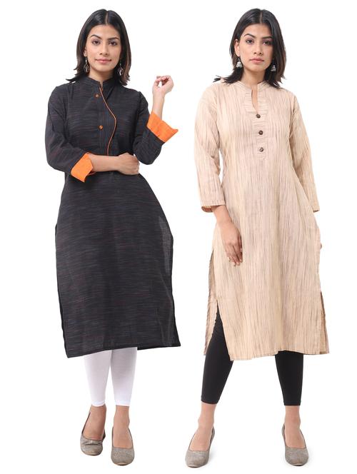 women pack of 2 solid straight kurta - 21585382 - Very Small Image - 1