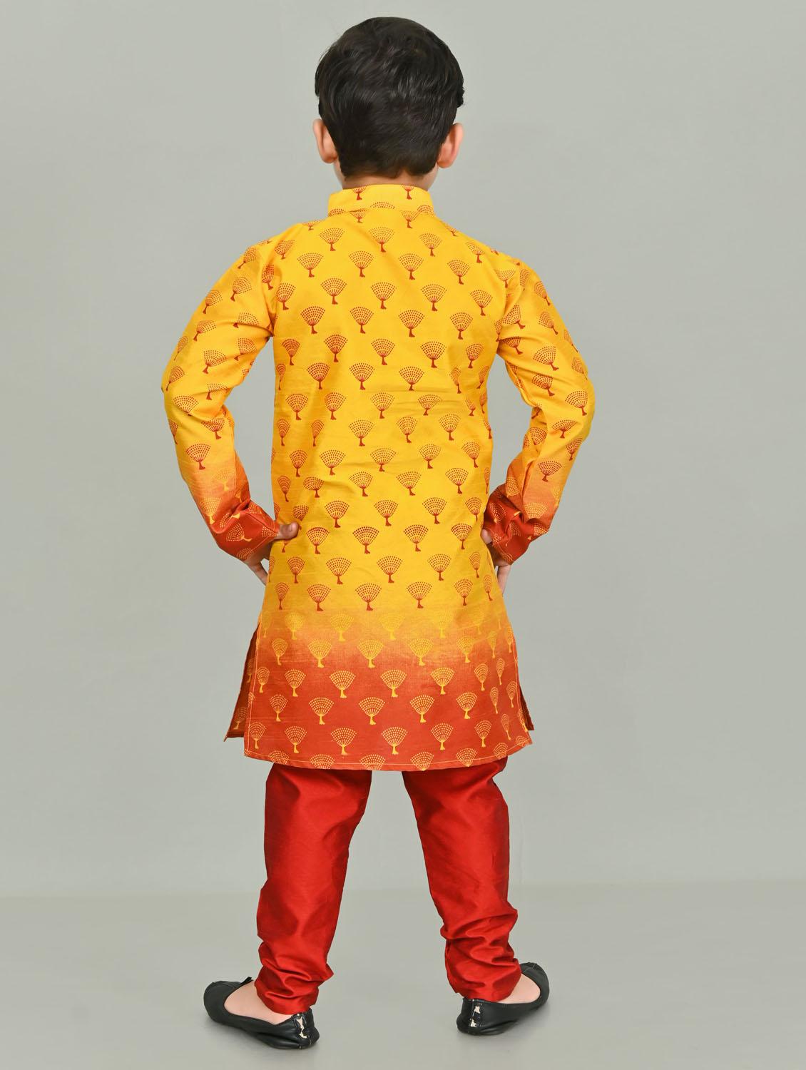 boys printed mandarin neck kurta pyjama set - 21585410 - Zoom Image - 3