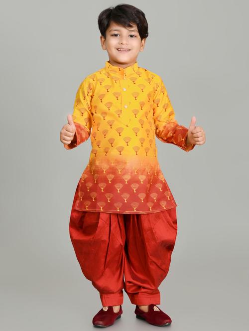 boys printed mandarin neck kurta salwar set - 21585413 - Very Small Image - 1