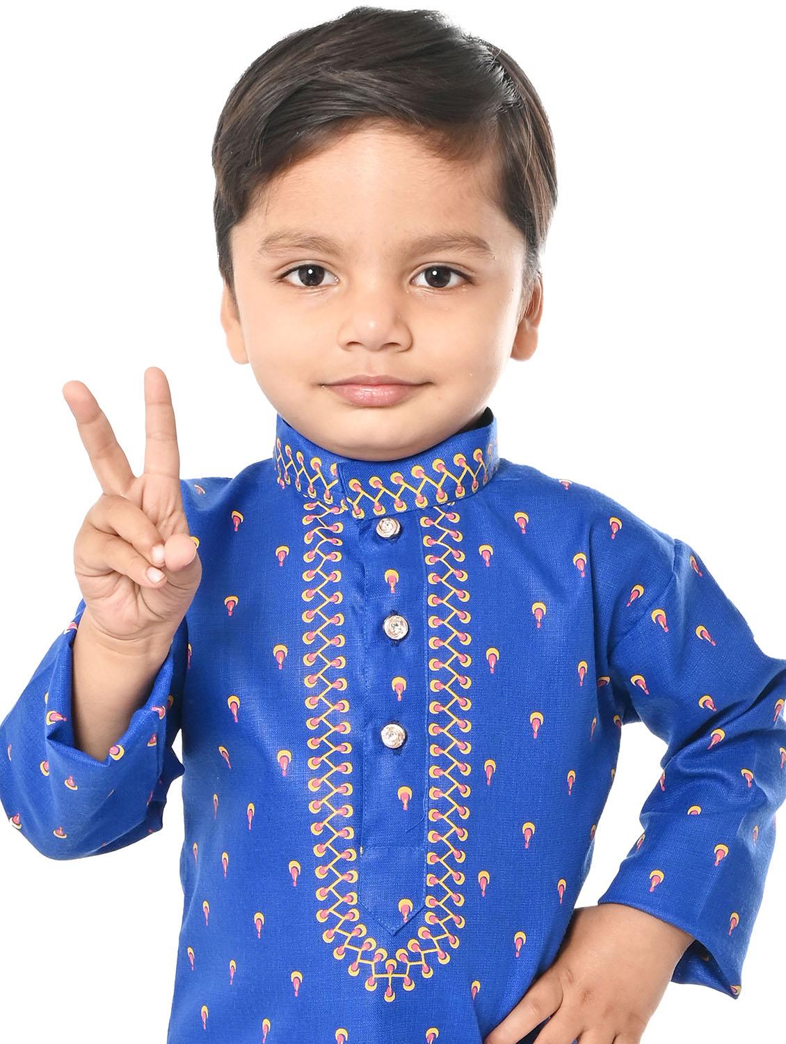 boys printed mandarin neck kurta pyjama set - 21585422 - Zoom Image - 4