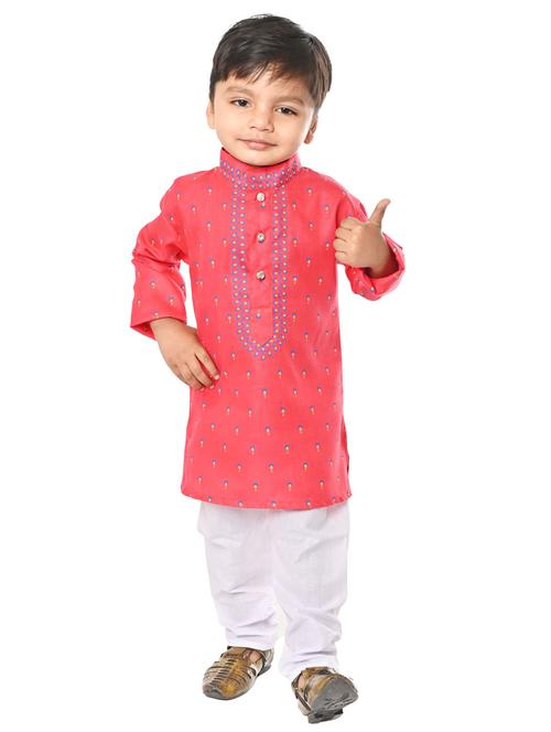 boys printed mandarin neck kurta pyjama set - 21585423 - Very Small Image - 1