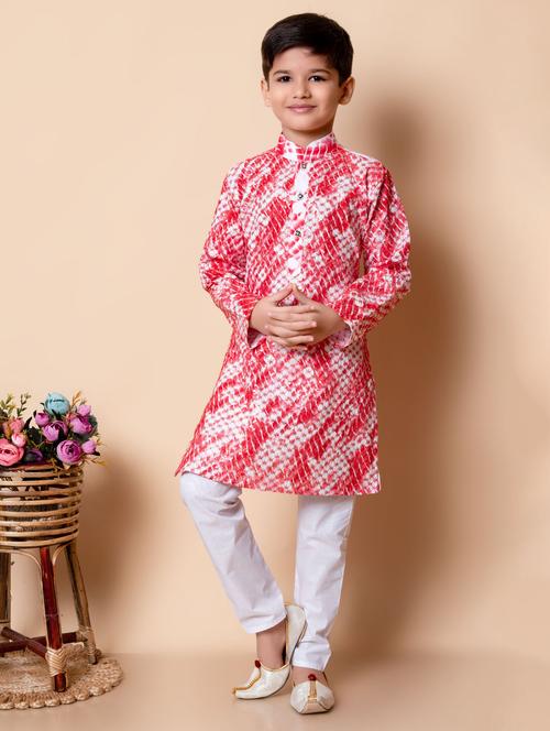 boys sequins work tie & dye kurta pyjama set - 21585475 - Very Small Image - 1