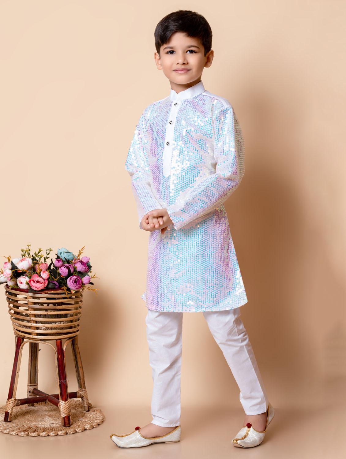 boys embroidered long sleeves kurta set - 21585489 - Zoom Image - 2