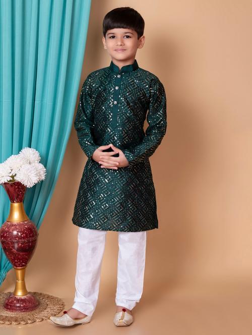 boys embroidered long sleeves kurta set - 21585498 - Very Small Image - 1
