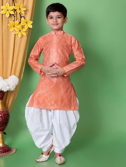 boys embroidered long sleeves dhoti kurta set - 21585502 - Very Small Image - 1