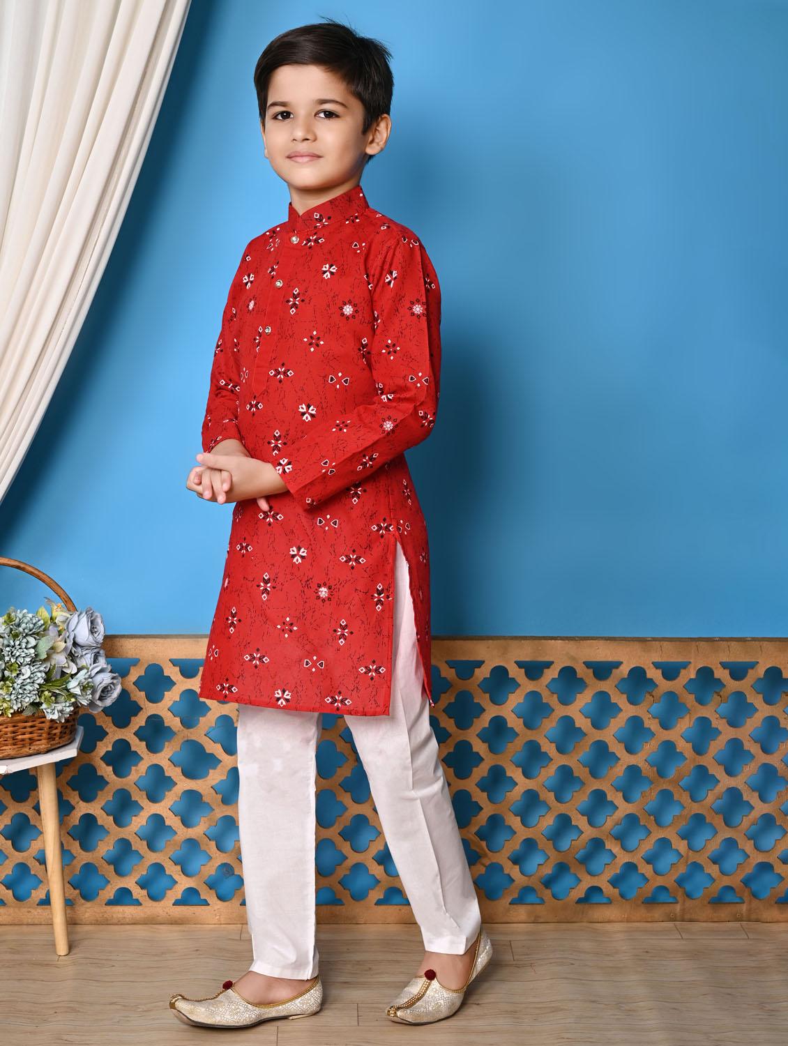 boys printed long long sleeves kurta pant set - 21585516 - Zoom Image - 2