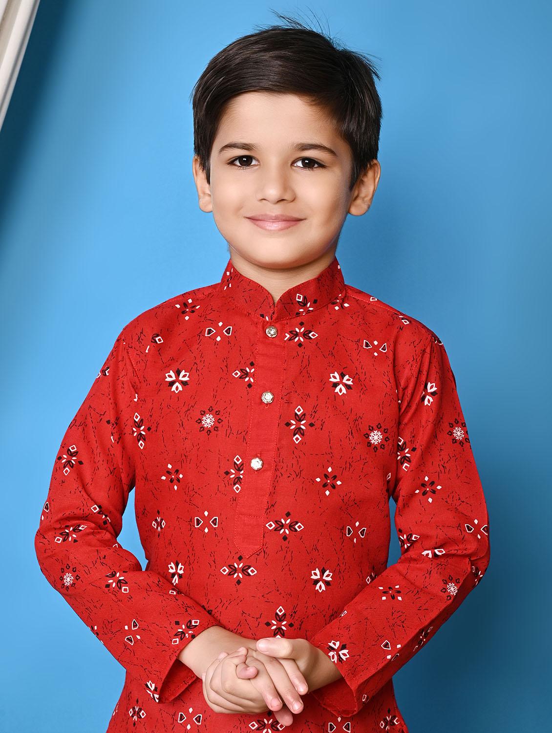 boys printed long long sleeves kurta pant set - 21585516 - Zoom Image - 4