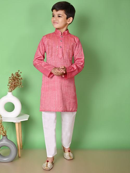 boys embroidered long sleeves kurta set - 21585523 - Very Small Image - 1