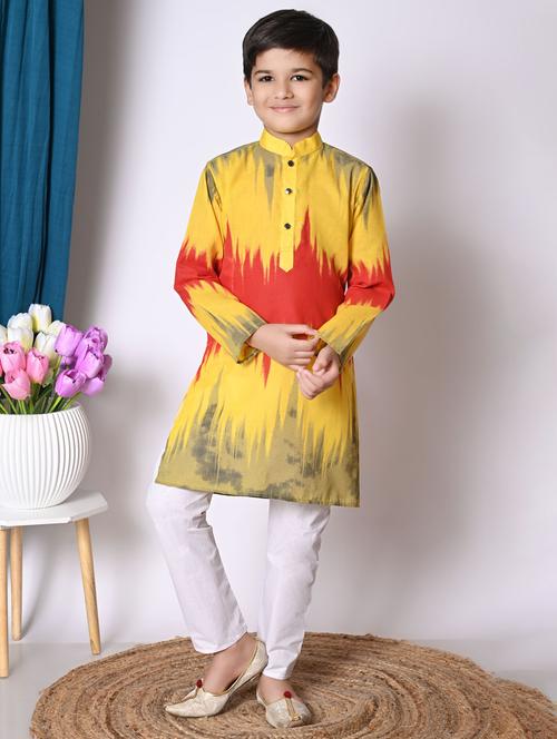 boys printed long sleeves kurta set - 21585524 - Very Small Image - 1