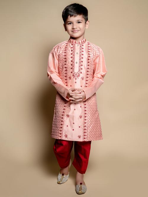 boys embroidered long sleeves dhoti kurta set - 21585527 - Very Small Image - 1