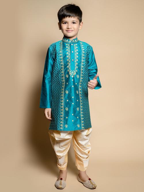 boys embroidered long sleeves dhoti kurta set - 21585528 - Very Small Image - 1