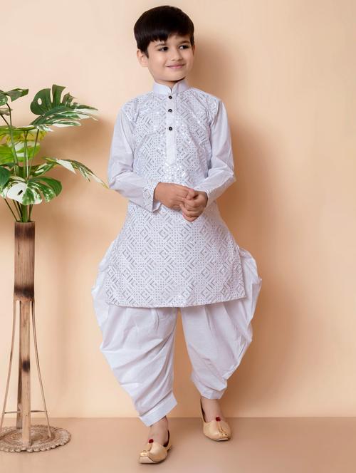 boys embroidered long sleeves dhoti kurta set - 21585568 - Very Small Image - 1