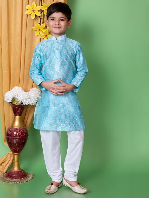 boys embroidered long sleeves kurta set - 21585571 - Very Small Image - 1