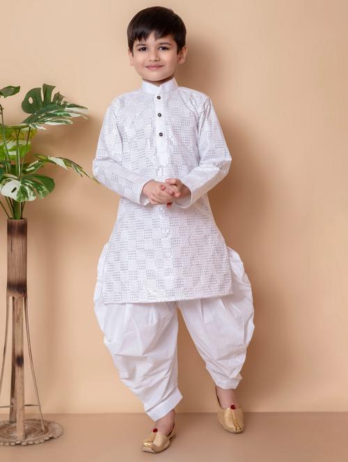 boys embroidered long sleeves dhoti kurta set - 21585574 - Very Small Image - 1