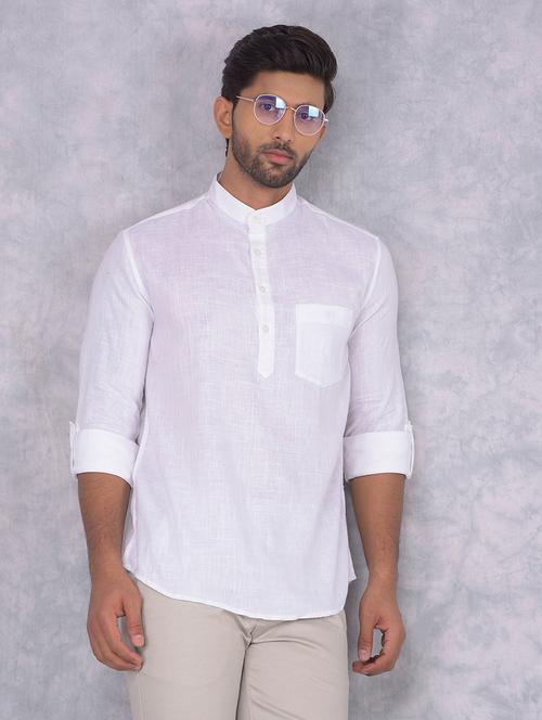 men white solid short kurtas - 21585585 - Very Small Image - 1