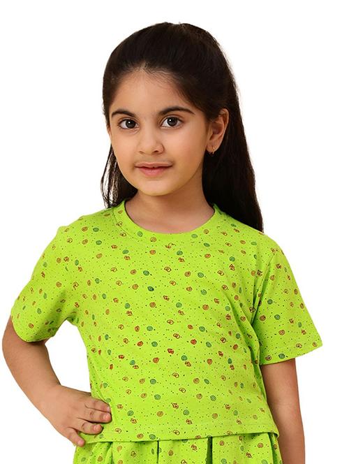 girls printed round neck top - 21585764 - Very Small Image - 1
