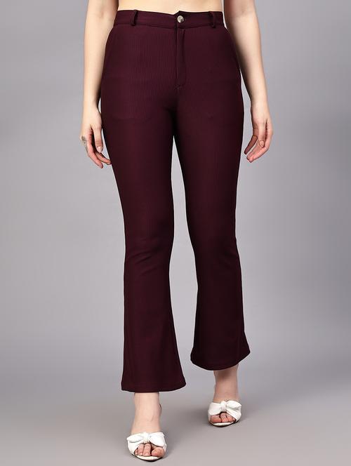 women solid mid rise bootcut trouser - 21585771 - Very Small Image - 1