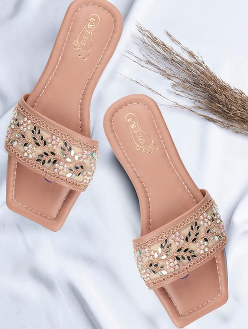 women solid slip on flat sandal - 21586318 - Very Small Image - 1