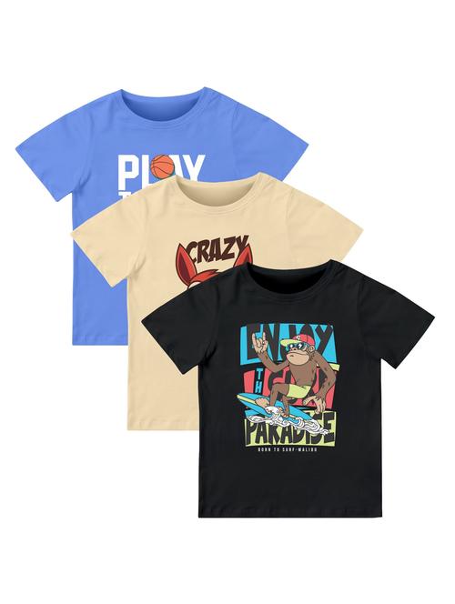 boys pack of 3 front print t-shirt - 21589628 - Very Small Image - 1