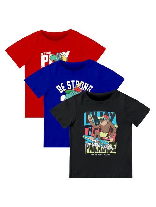 boys pack of 3 printed combo t-shirt - 21589629 - Very Small Image - 1