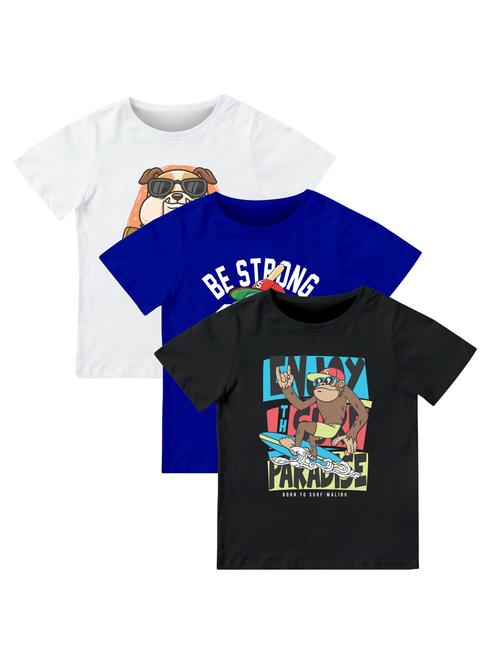 boys pack of 3 front print t-shirt - 21589634 - Very Small Image - 1