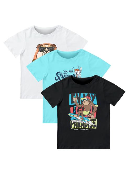 boys pack of 3 front print t-shirt - 21589636 - Very Small Image - 1