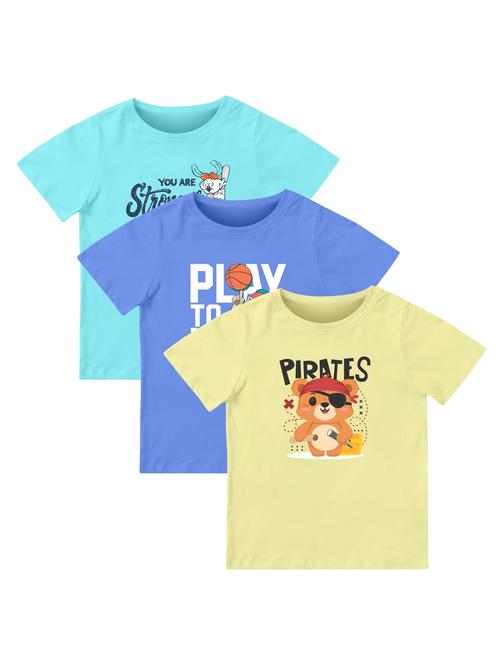 boys pack of 3 front print t-shirt - 21589653 - Very Small Image - 1