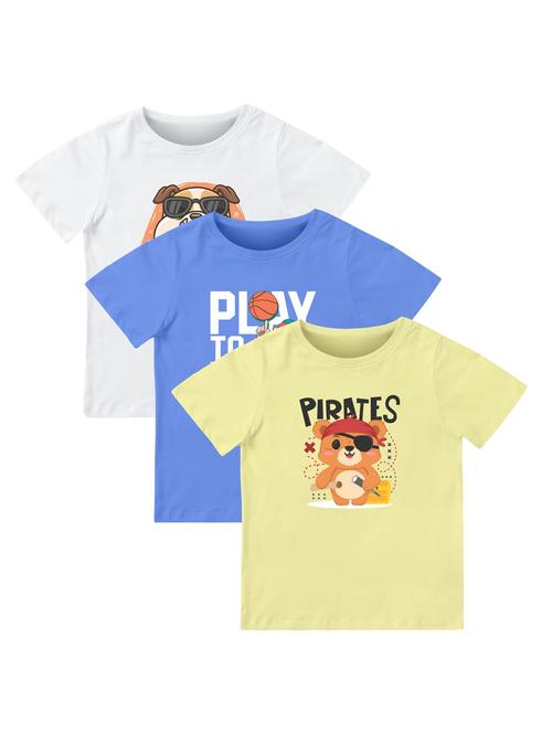 boys pack of 3 front print t-shirt - 21589654 - Very Small Image - 1