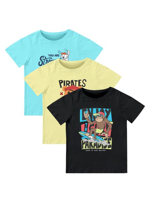 boys pack of 3 front print t-shirt - 21589660 - Very Small Image - 1