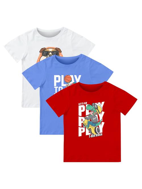 boys pack of 3 front print t-shirt - 21589670 - Very Small Image - 1