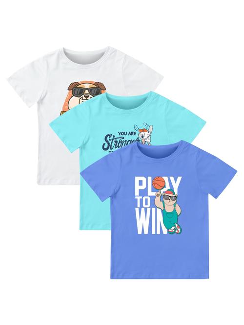 boys pack of 3 front print t-shirt - 21589675 - Very Small Image - 1